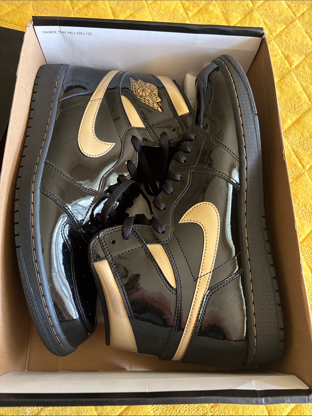 Nike Air Jordan 1 Retro high Black & Gold Patent Leather Sneakers 14